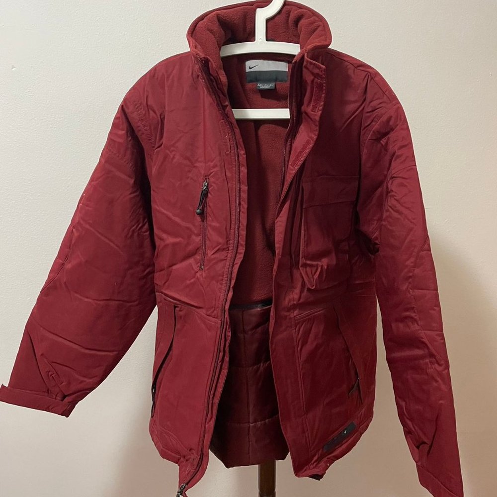 Vintage Nike Performance Fleece lined Sports windbreaker Jacket Men Medium Red